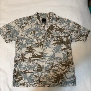 Quiksilver Palm Print Casual Shirt - Brown and Cream